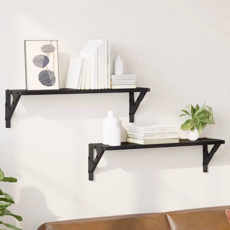 Set di 2 scaffali da parete vidaXL moderni in nero, L 60 cm x P 15 cm x H 15,5 cm