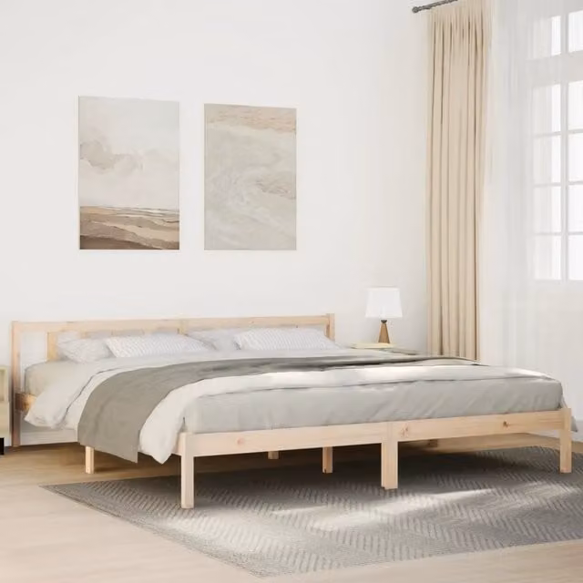 Letto extra lungo vidaXL in legno di pino naturale stile rustico L/P/H: 220 x 200 x 69,5 cm