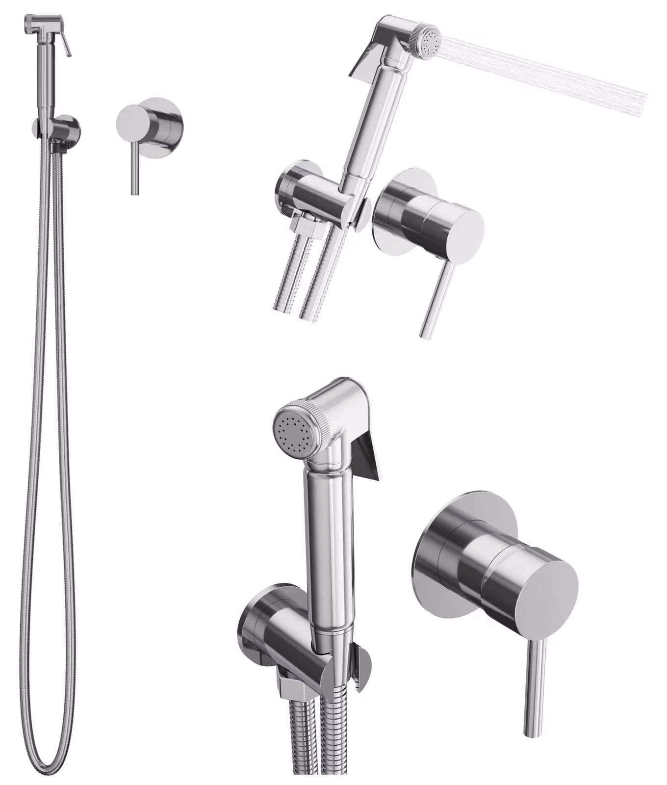 Granitan - Rubinetto per bidet - Rubinetto da bagno - Incasso - Ottone - Cromo - con doccetta per bidet - Rubinetto per bidet - KIVO