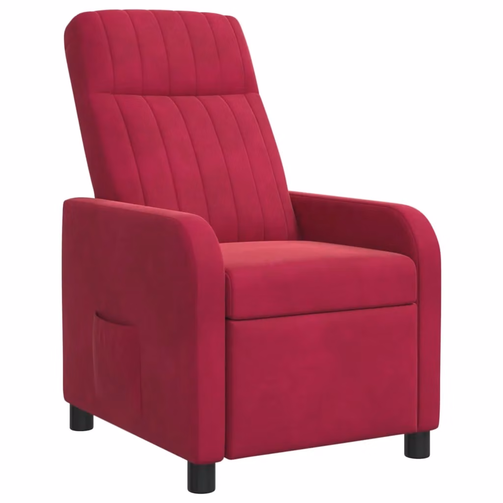 Poltrona reclinabile relax in velluto rosso con braccioli e design moderno per soggiorno o ufficio – 2