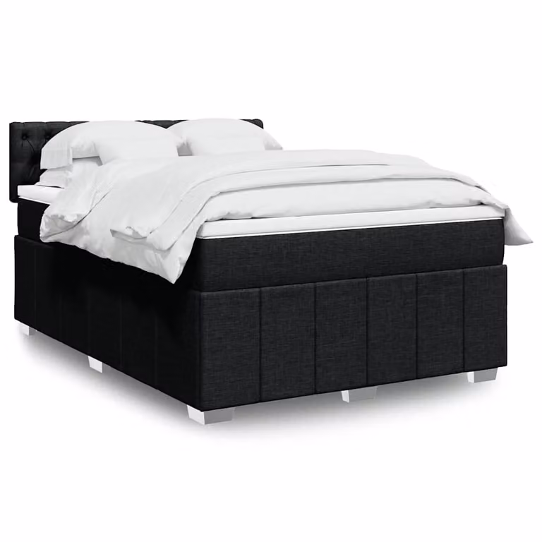 vidaXL Letto Ibrido Moderno con Materasso a Molle Individuali e Illuminazione Sotto il Letto, Nero e Bianco, L/P/H: 190 x 140 x 25 cm