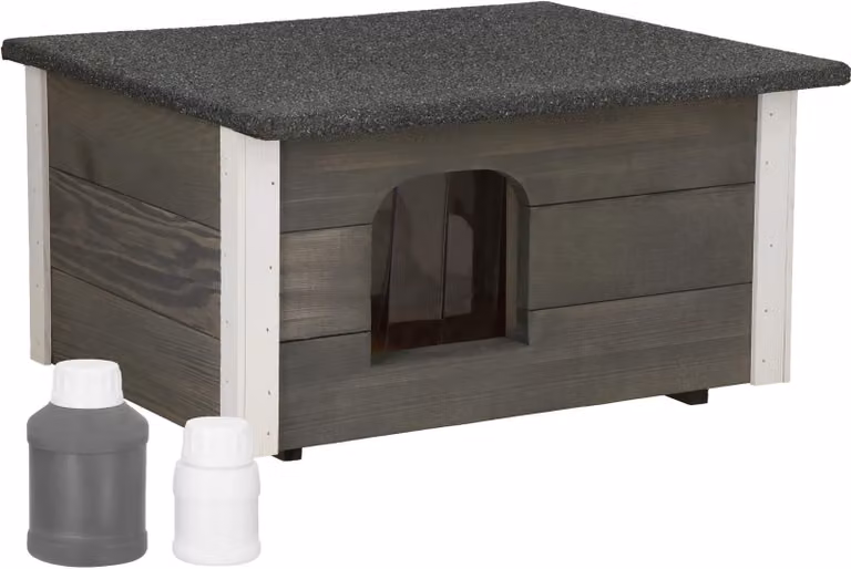 Springos® Casetta per cani in legno 54x39x30 cm Casetta per cani resistente alle intemperie Cuccia per cani Grotta per gatti - grigio