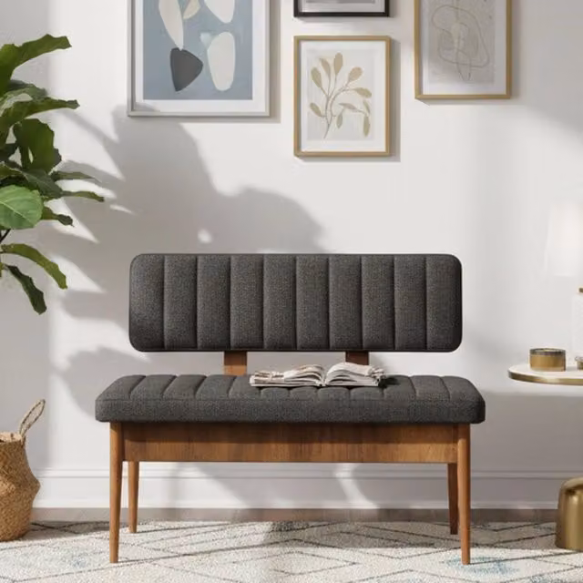 Panca Salento DMORA in legno per sala da pranzo, L 110 x P 40 x H 85 cm, Marrone Noce – 1