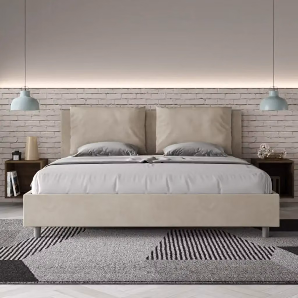 Letto Antea Ityhome con rete imbottita in microfibra colore sabbia L/P/H: 180 x 210 x 110 cm – 2