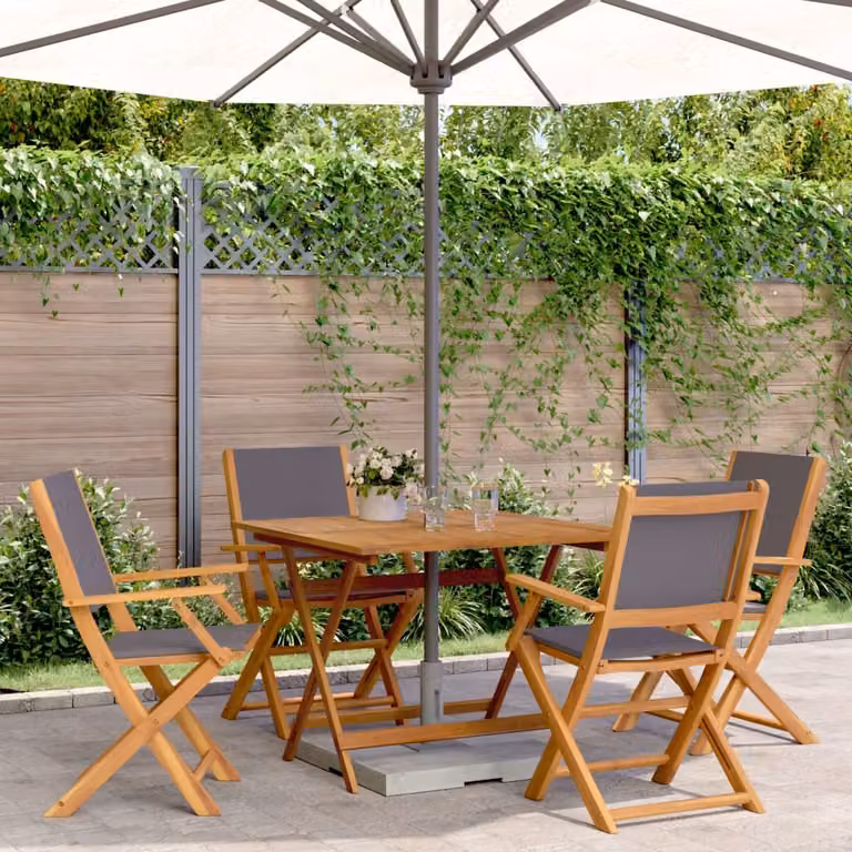 Maison Exclusive - Set da pranzo da giardino a 5 pezzi in tessuto e legno massello, antracite