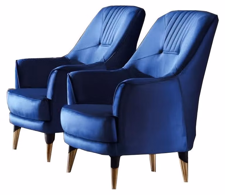Design Sessel Luxus Wohnzimmer Moderne Möbel Blau 1 Sitzer Relax Textil Polster
