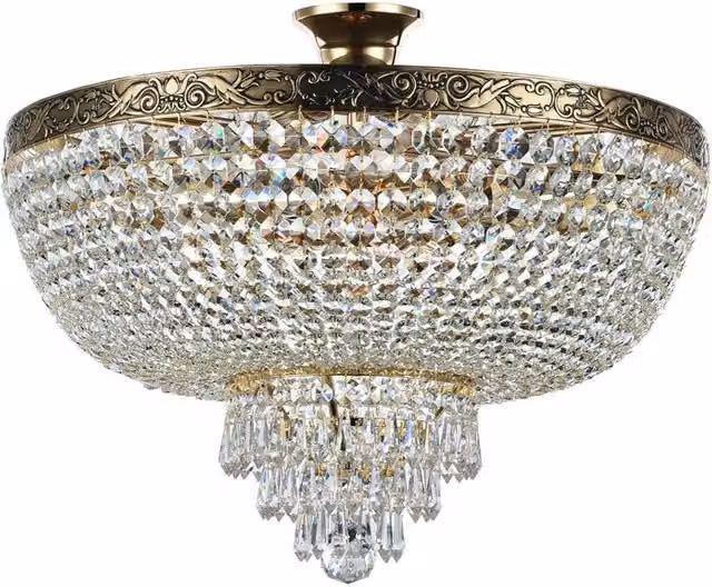 Plafoniera Contemporanea Palace Metallo Oro Antico 6 Luci