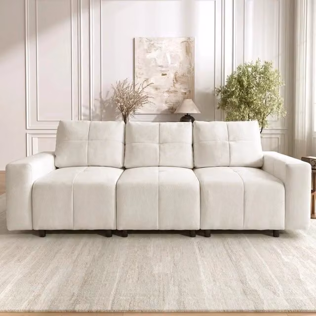 Divano 3 posti estraibile ¨C Minimal ¨C tessuto chenille grigio 213cm