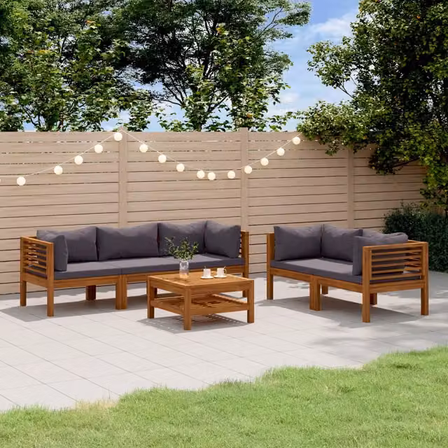 Set Divani da Giardino 6 pz con Cuscini in Massello di Acacia 3086903