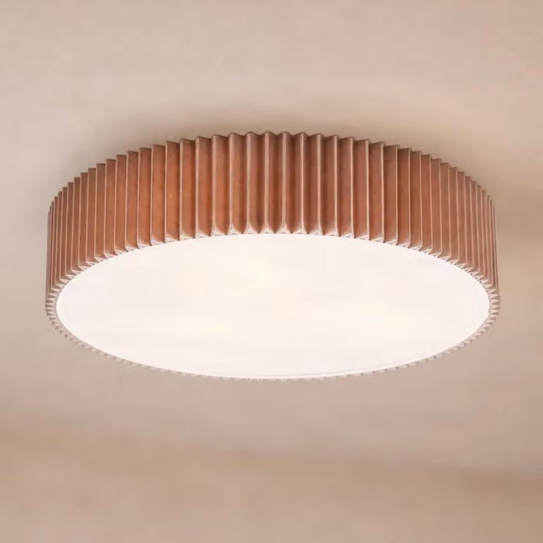 Plafoniera soffitto Zoey Lindby, dimmerabile, Marrone / Ruggine, Soggiorno / Sala da pranzo, Tessuto / Stoffa / Seta, Moderno, Plafoniera