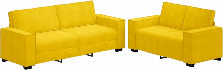 Set di Divani 2 pz con Cuscini giallo in Velluto