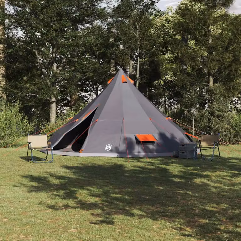 Tenda Tipi vidaXL in taffetà grigio e arancione con struttura in acciaio L/P/H: 560 x 560 x 300 cm