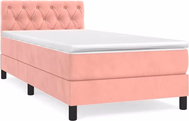 Letto singolo | Letto per adulti | Giroletto a Molle con Materasso Rosa 80x200 cm in Velluto