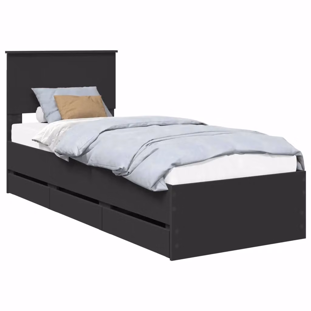 Letto moderno con cassetti vidaXL in legno ingegnerizzato nero L 80 x P 190 cm – 2