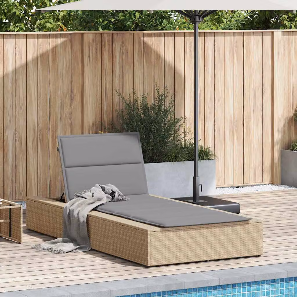 vidaXL Lettino Prendisole con Cuscino Galleggiante Beige in Polyrattan