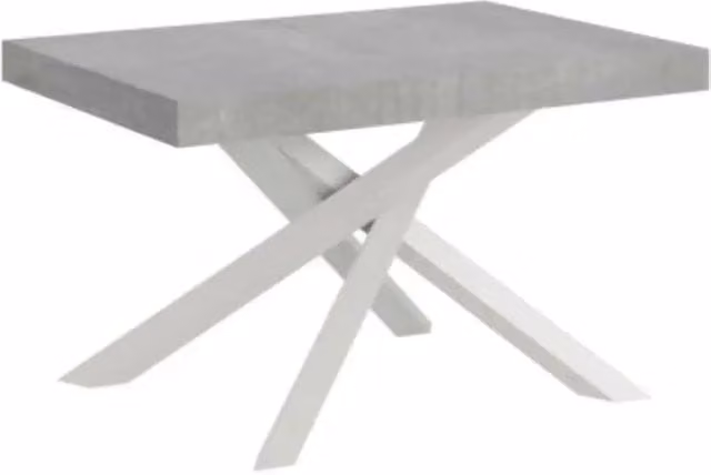 Tavolo allungabile Itamoby Volantis moderno con piano in laminato grigio e gambe in metallo bianco L: 120-380 cm, P: 90 cm – 1