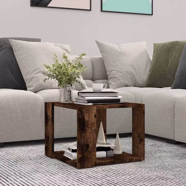 vidaXL Tavolino da Salotto Quadrato in Legno MDF Colore Rovere Marrone L/P/H: 40 x 40 x 43 cm