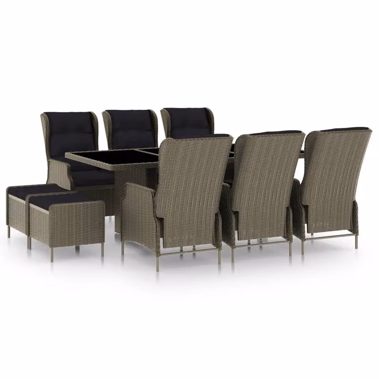 Maison Exclusive - Set da pranzo da giardino da 9 pezzi con cuscini in rattan sintetico marrone