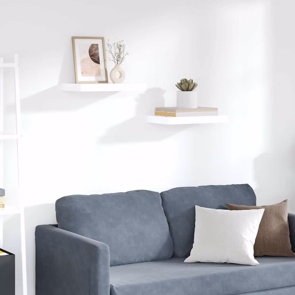 Set di 2 Scaffali a Parete vidaXL in MDF Bianco Lucido L 40 cm x P 23,5 cm x H 3,8 cm