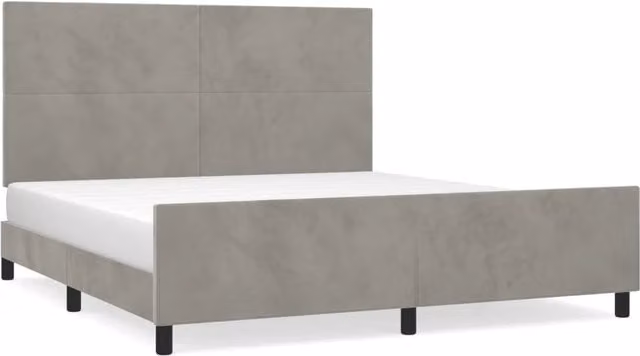 Letto matrimoniale | Letto per adulti | Giroletto senza Materasso Grigio Chiaro 160x200 cm Velluto