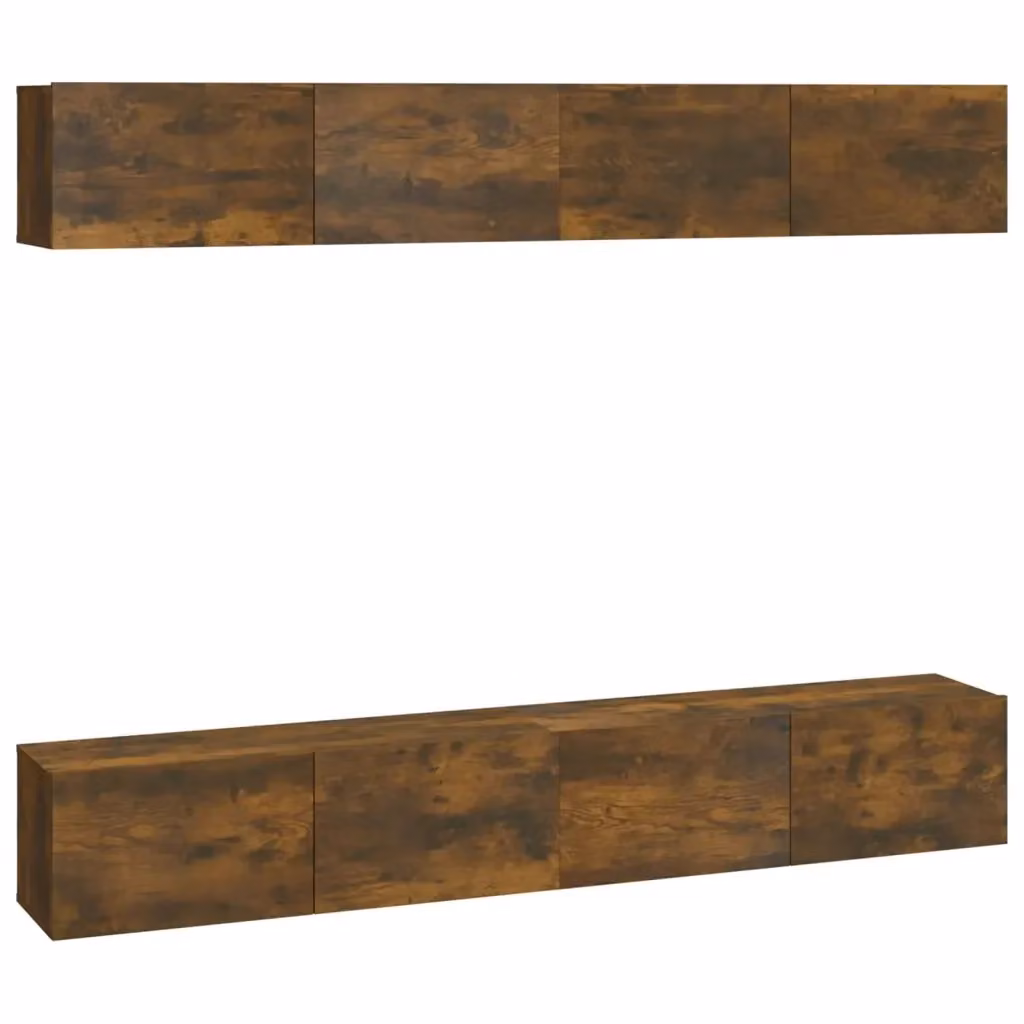 Set di 4 mobili porta TV da parete vidaXL in legno rovere color marrone, L 100 x P 30 x H 30 cm – 2