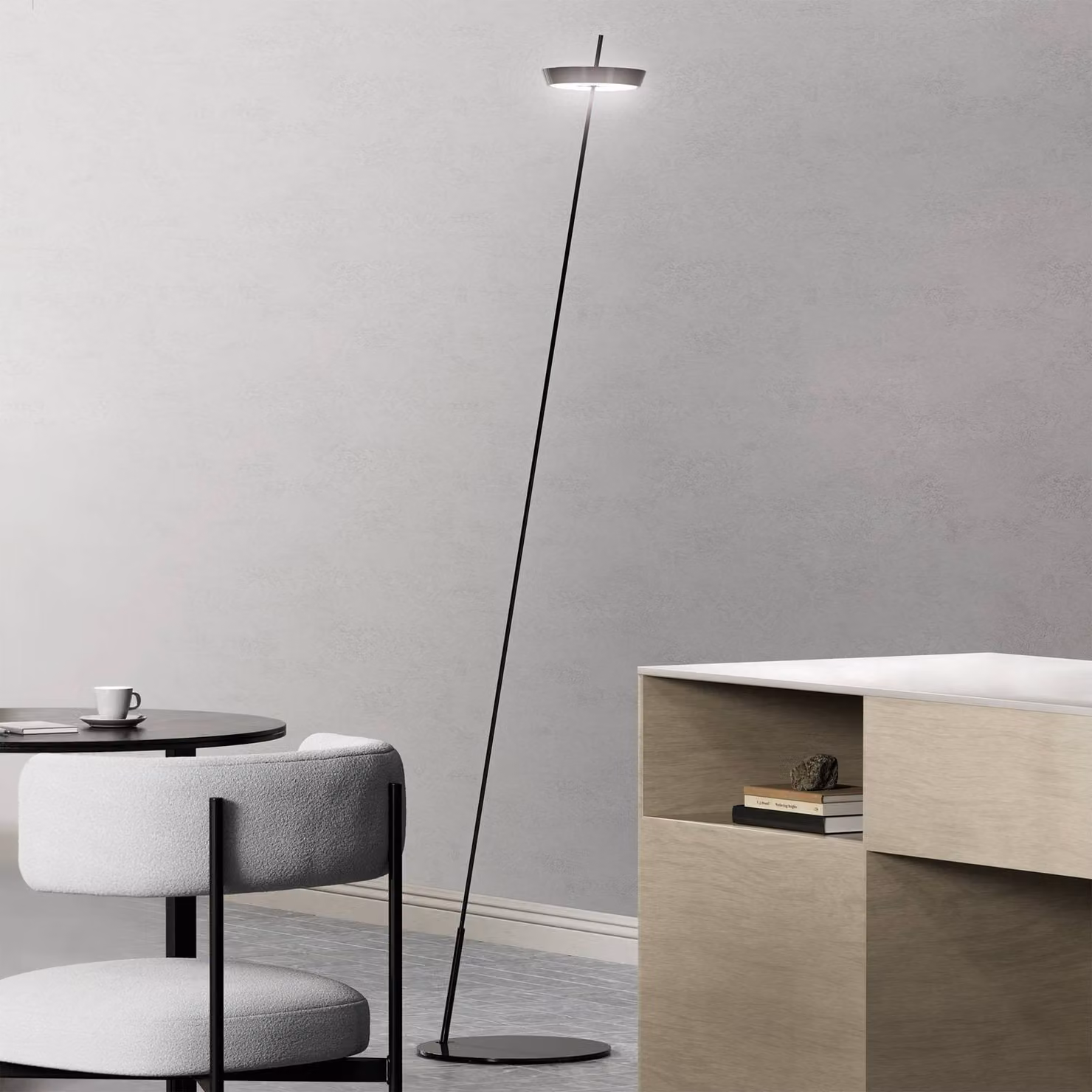 Sigor Lampada da terra a LED Mahina, dimmerabile, Nero, Soggiorno / Sala da pranzo, Alluminio, Moderno, Lampada LED da terra