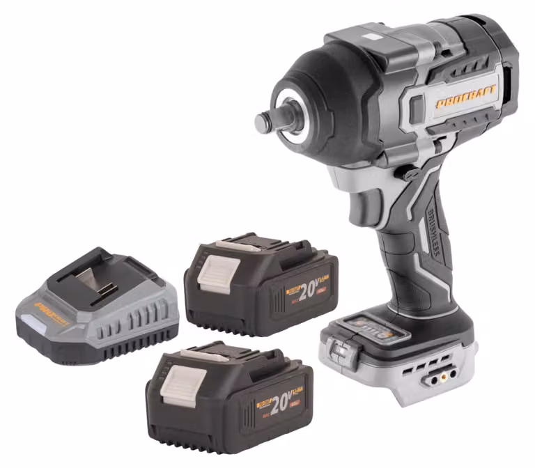 Avvitatore a impatto a batteria ProCraft Industrial IW850A-BB 20 V 850 Nm 1/2" brushless + 2 batterie da 4,0 Ah + caricabatterie