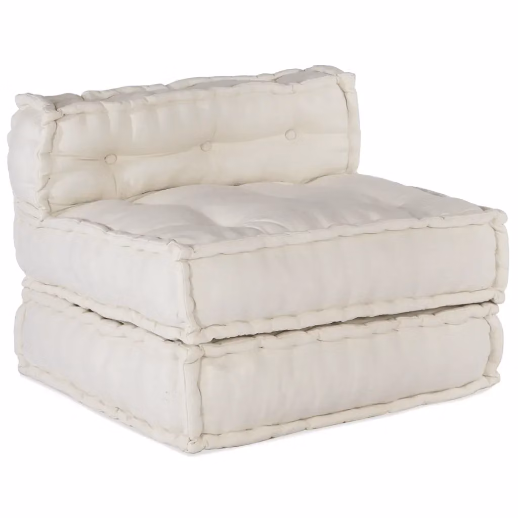 Divano Componibile Soft Body vidaXL in Tessuto Beige e Bianco L/P/H: 70 x 70 x 54 cm – 2