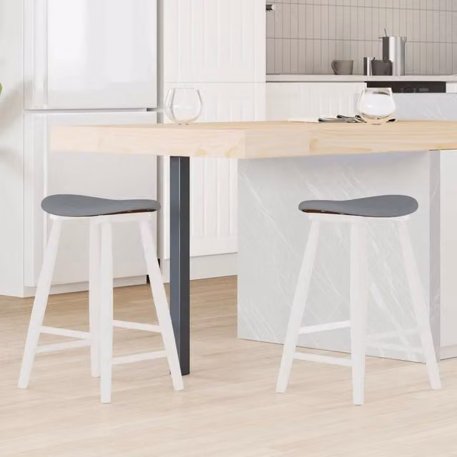 Set di 2 sedie da pranzo mid-century vidaXL in legno e tessuto bianco L/P/H: 46 x 37 x 63 cm