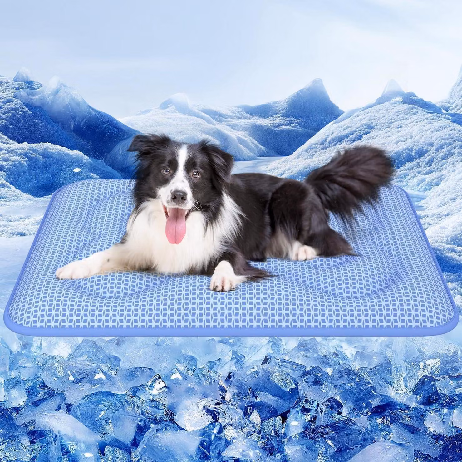 Tappetino refrigerante per cani, modello Arc-Chill, dimensioni 110x80 cm, colore blu ghiaccio, spessore 3 cm