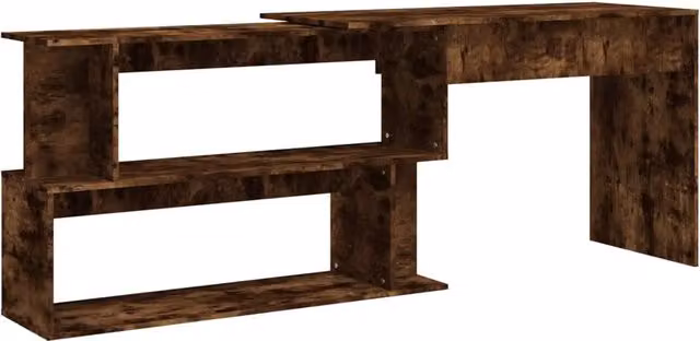 Scrivania angolare postazione computer mobile studio computer rovere affumicato 200 x 50 x 76 cm legno ingegnerizzato marrone 02_0023673