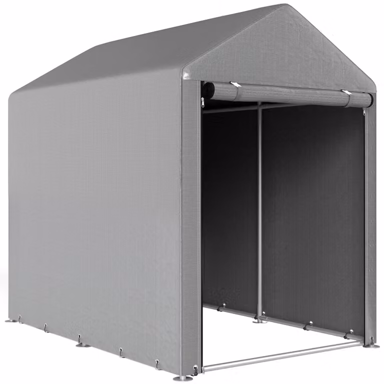 Tenda da campeggio per ripostigli da giardino, con struttura in acciaio | Colore: Grigio chiaro | Dimensioni: 120x179x165 cm