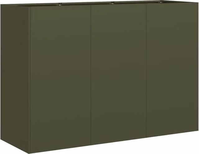 Fioriera decorativa a fondo aperto per giardino in acciaio verde oliva L: 120 cm, P: 40 cm, H: 80 cm