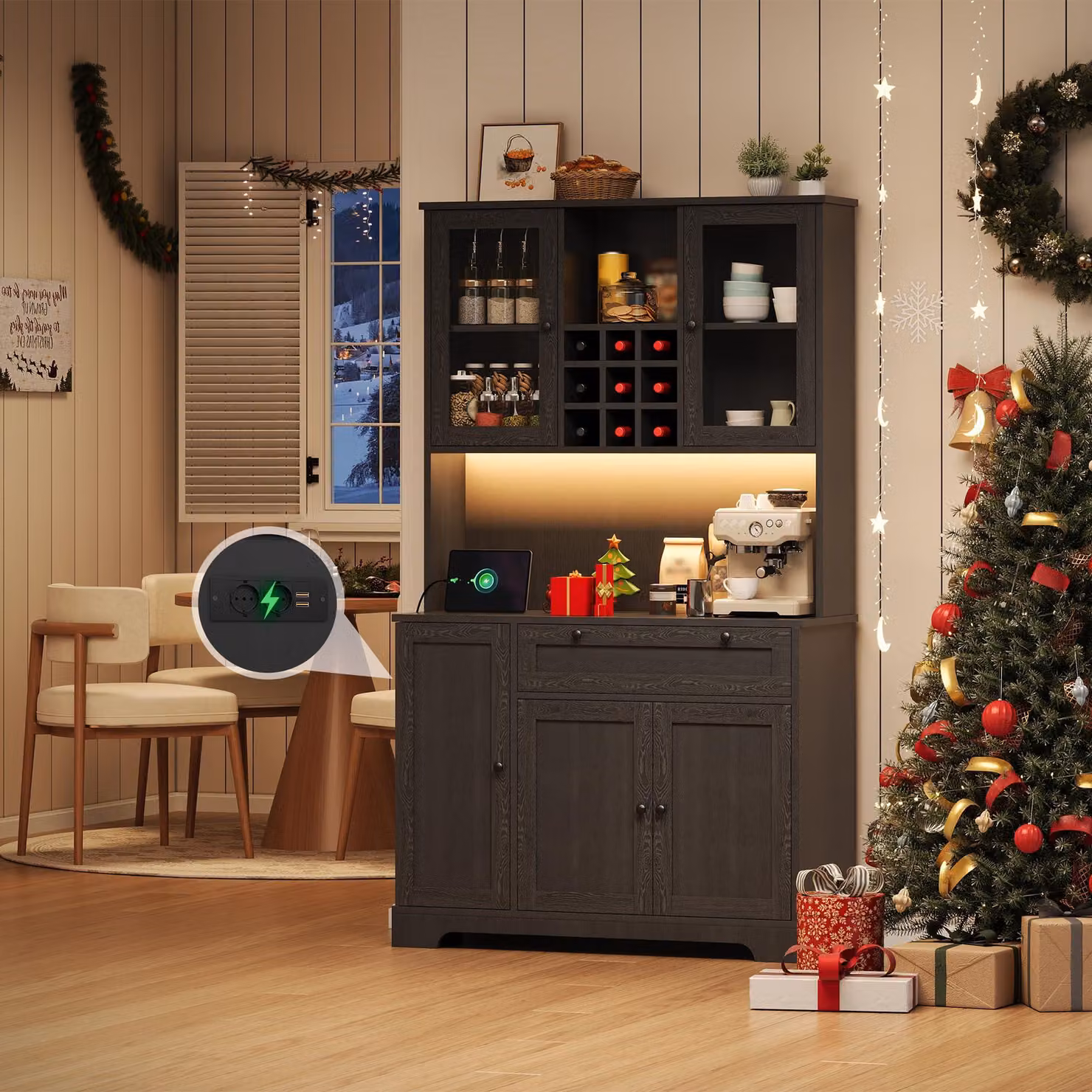 Armadio da cucina Ball & Cast, mobile buffet con ripiani regolabili, presa di corrente