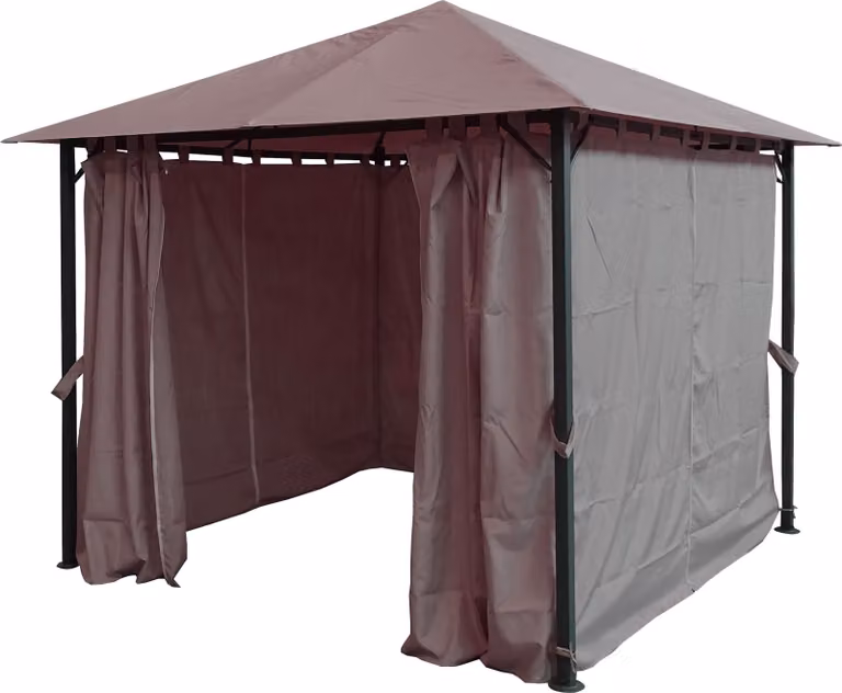 Padiglione da giardino in metallo Nizza 3x3m tenda antica per feste grigio RAL 7006 con 4 pannelli laterali
