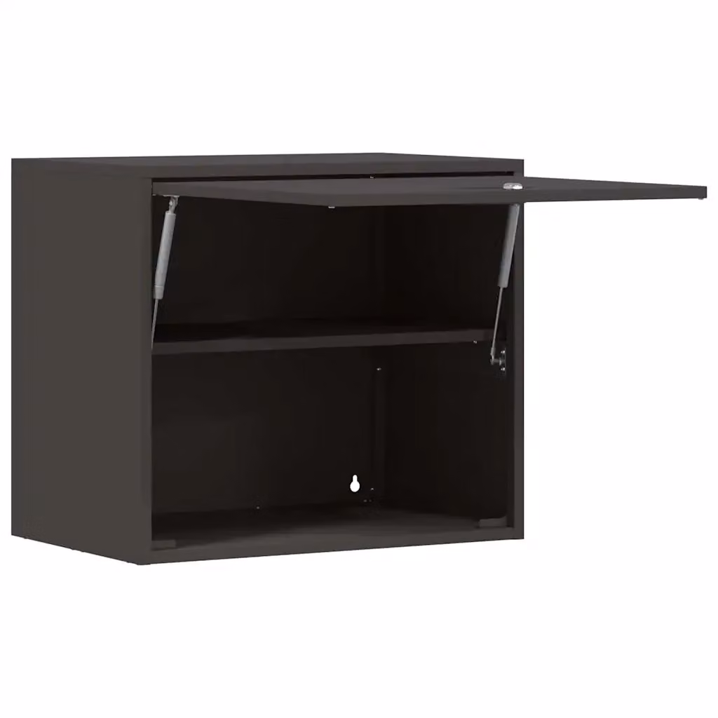 Armadio da parete moderno HELLOSHOP26 in metallo nero opaco con serratura, L 60 cm x P 40 cm x H 53 cm – 2