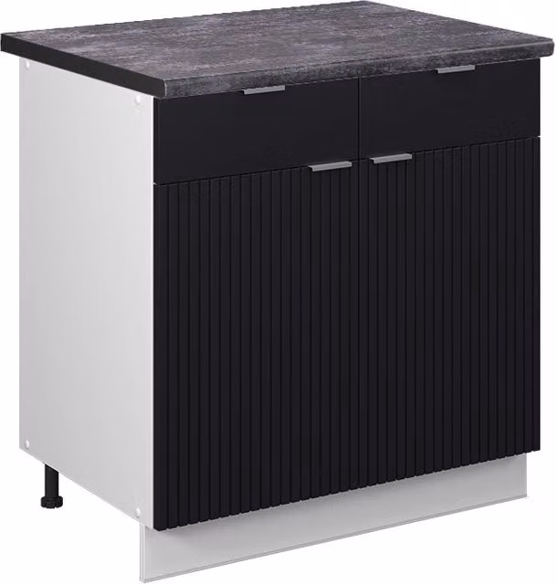 Mobiletto base per cucina Fame-Line Nero rigato/Bianco 80 cm, PL Antracite Vicco