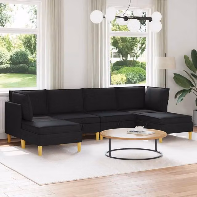 Set di divani modulari con spazio di archiviazione 6 pz Nero 3413687
