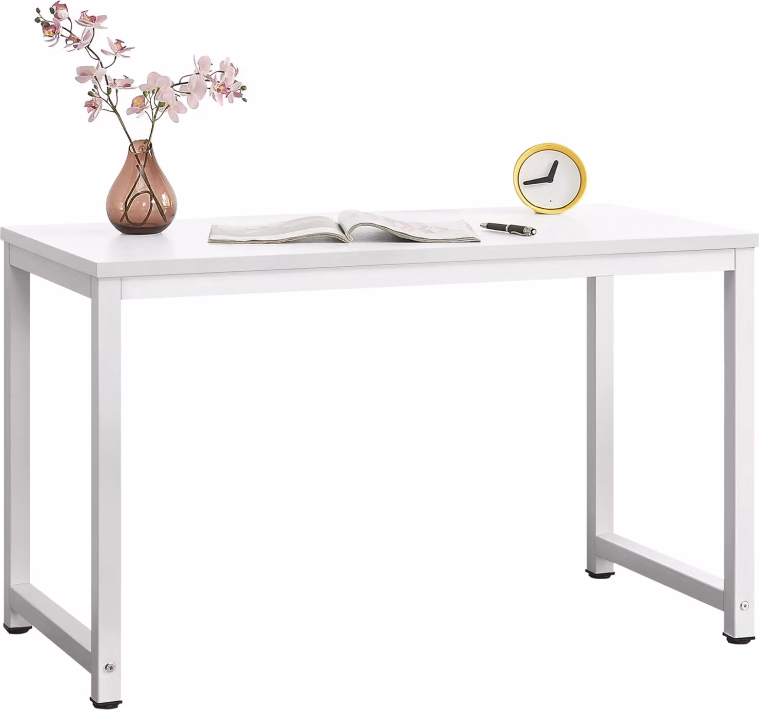 In And OutdoorMatch Scrivania Edwina - tavolo per computer portatile - 120 x 60 x 75 cm - bianco - acciaio e truciolato - design classico