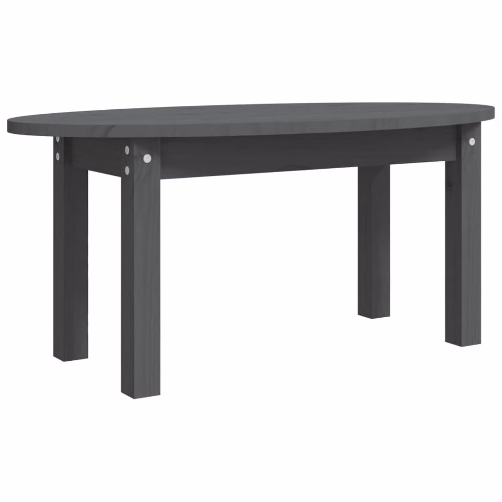 Tavolino da Salotto Grigio 80x40x35 cm Legno Massello di Pino