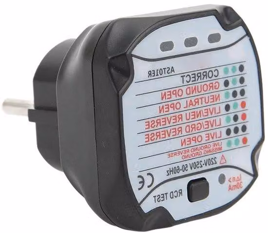 Tester elettrico - Tester di sicurezza - Risposta rapida - 220 V-250 V - Nero - Controllo di sicurezza
