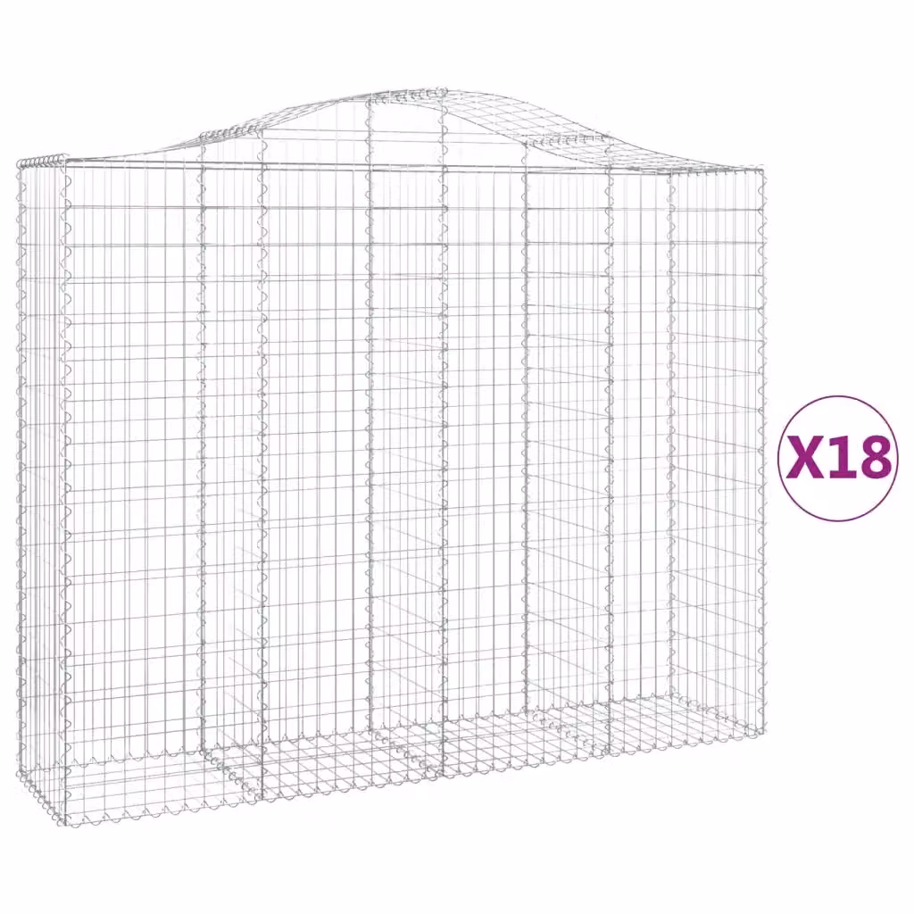 Set di 18 Cesti Gabbioni ad Arco Videx in Acciaio Zincato Colore Argento L: 200 cm, P: 50 cm, H: 160/180 cm – 2