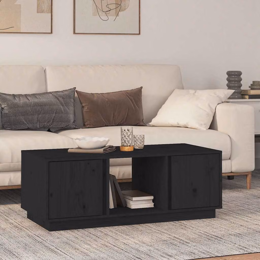 vidaXL Tavolino da Salotto Rustico in Legno di Pino Nero L: 110 cm, P: 50 cm, H: 40 cm