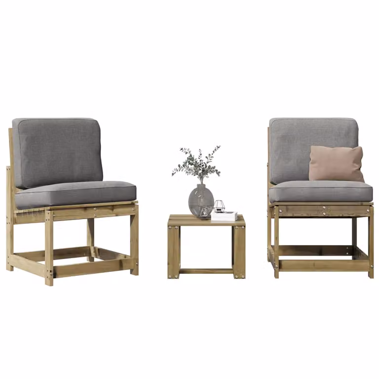 Set Salotto da Giardino vidaXL in Legno di Pino Rustico, 3 Pezzi, Marrone/Grigio