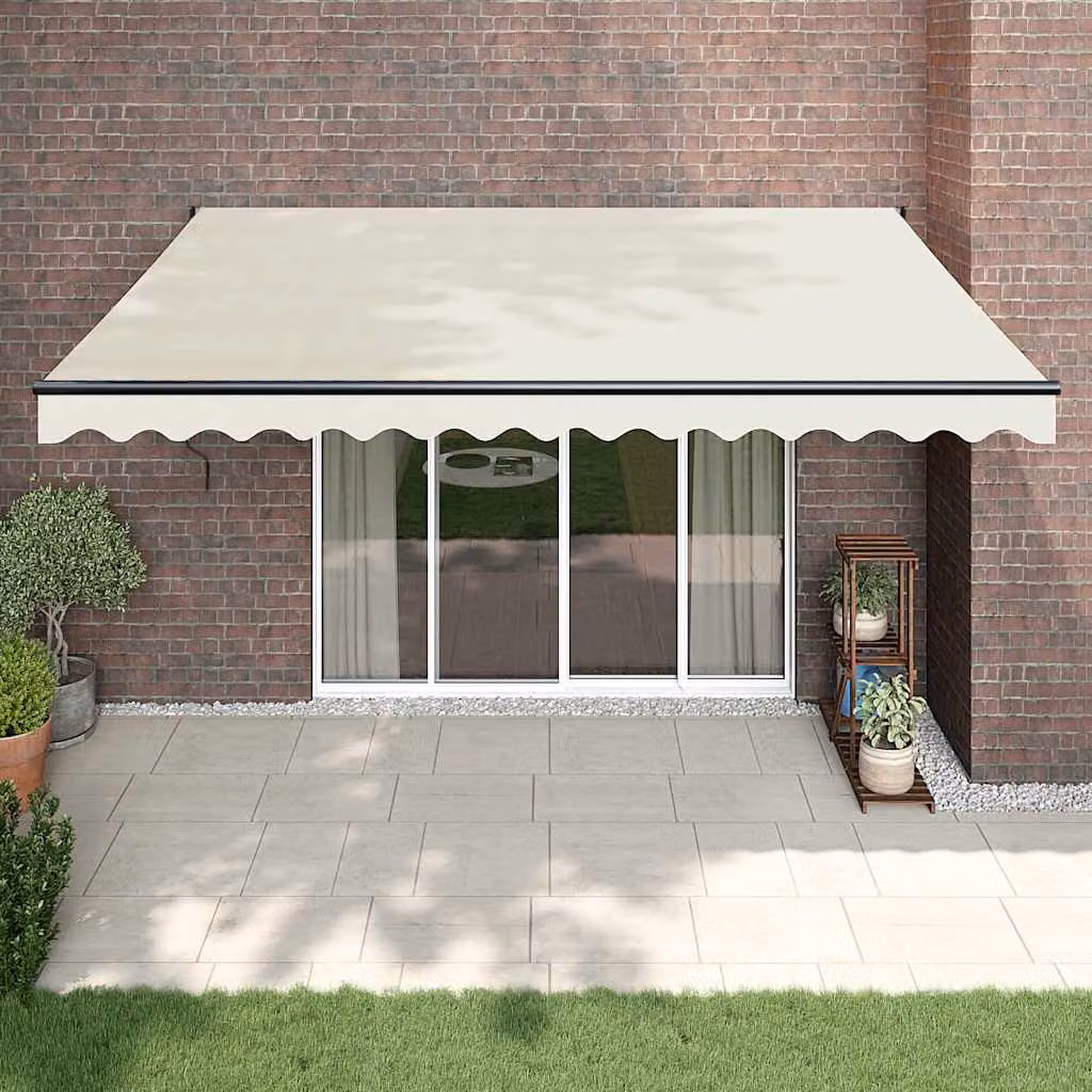 vidaXL Tenda da Sole Retrattile Crema 4x3 m in Tessuto e Alluminio