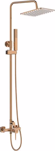 Colonna doccia con miscelatore | Set doccia minimalista, soffione a pioggia, sistema anticalcare, oro rosa