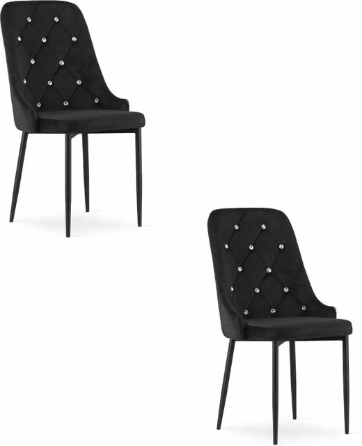 Set di 2 sedie Valora REMI moderne in velluto nero con gambe in metallo – 1