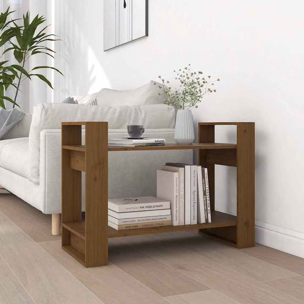 Libreria divisorio vidaXL in legno massello di pino color marrone stile rustico L 80 cm, P 35 cm, H 56,5 cm
