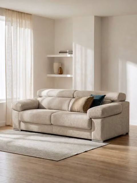 Divano 3 posti Dolmen Kenay Home reclinabile ed estraibile colore perla L: 234 cm