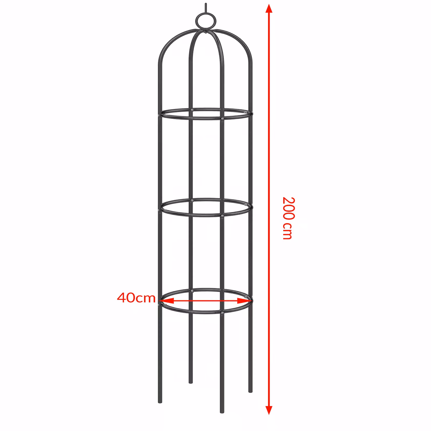 Set di 4 obelischi Gardebruk® in metallo nero per rose e piante rampicanti, H: 200 cm, L: 40 cm, P: 40 cm – 2